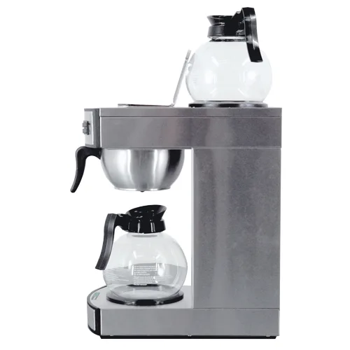 Stainless Steel Coffee Maker with 2 Glass Decanter – 2.2 L tank capacity