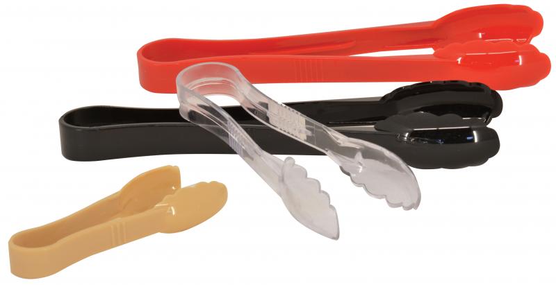 9" Polycarbonate Red Scallop Tongs