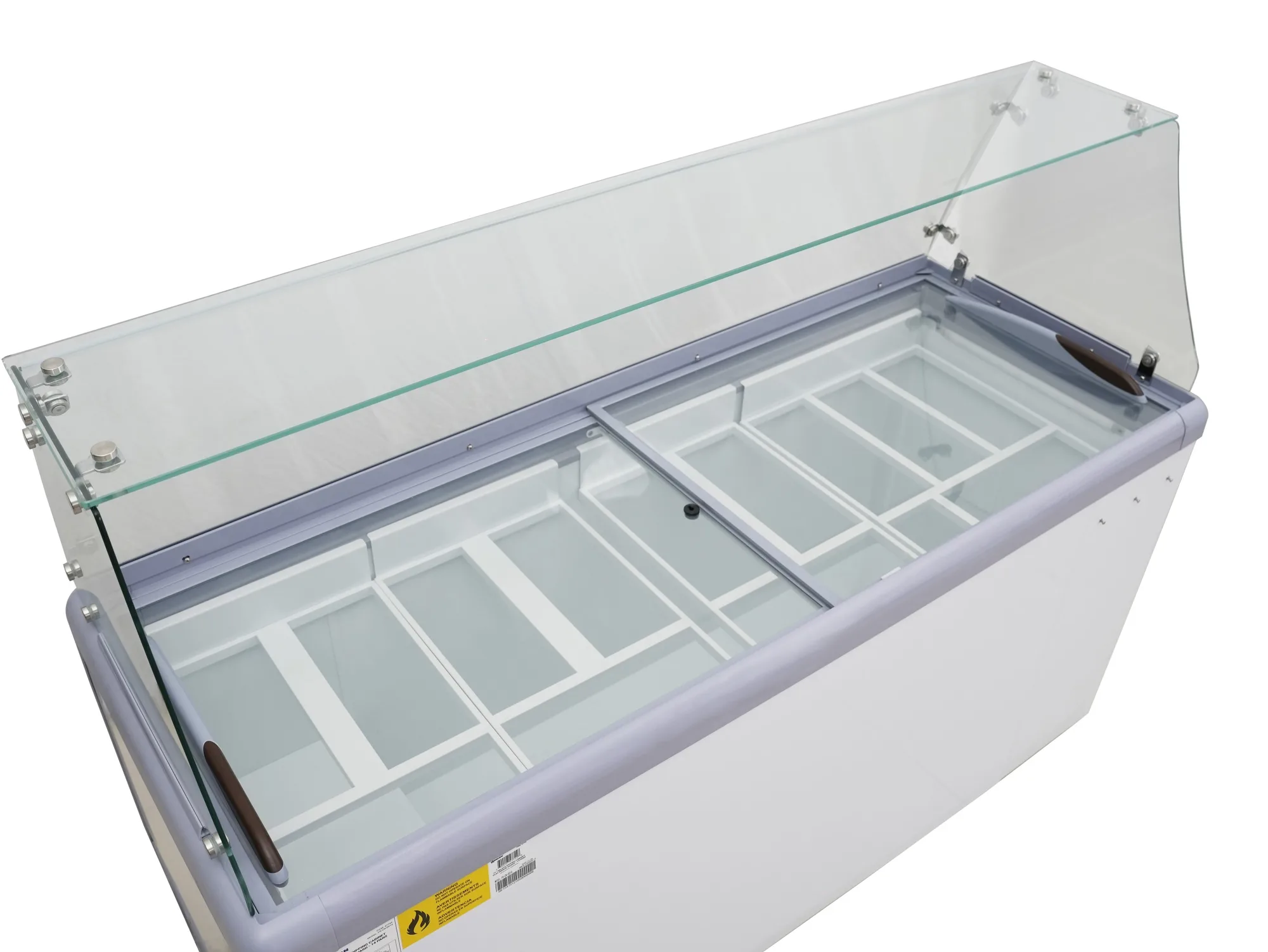 71″ Thirteen (13) Pan Gelato Dipping Cabinet with Flat Sneeze Guard and Pans