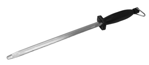 12" Oval Sharpening Steel with Black Handle