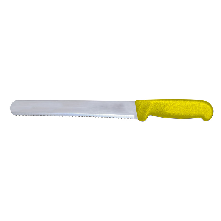 10" Slicer Straight Wave Edge Knife with Yellow Polypropylene Handle