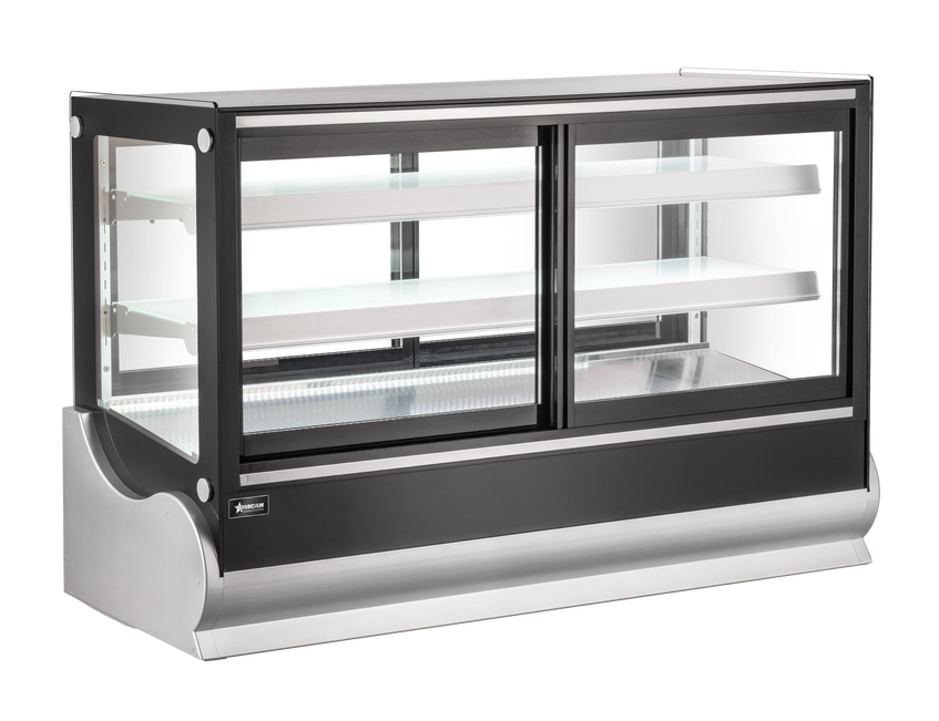 60” Two (2) Shelf Square Refrigerated Self-service Countertop Display Case, 11.4 cu.ft. (325 L), Black