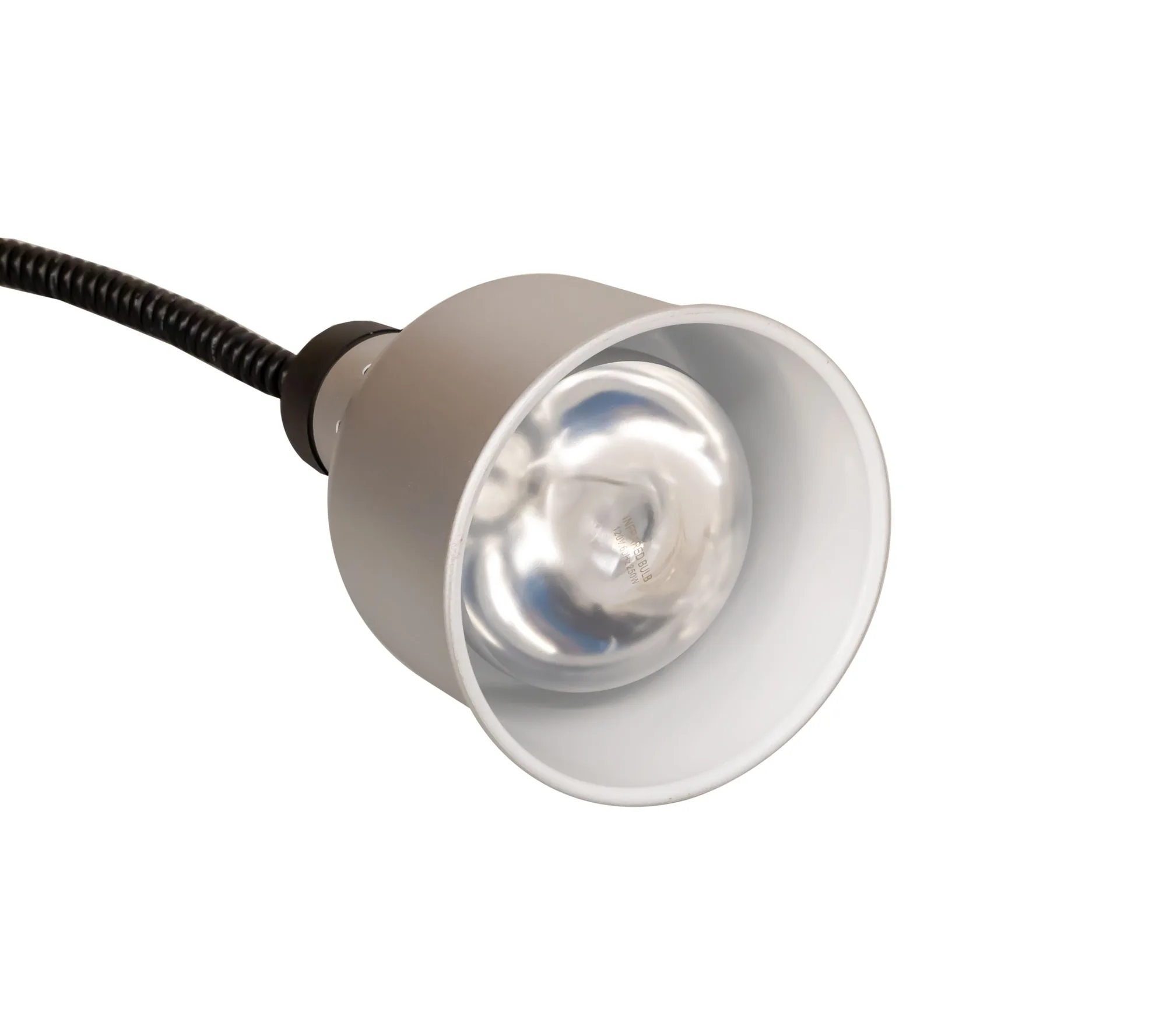 Heat Lamp – Ceiling Mount – 30″-80″ Retractable Cord with Silver Dome Shade