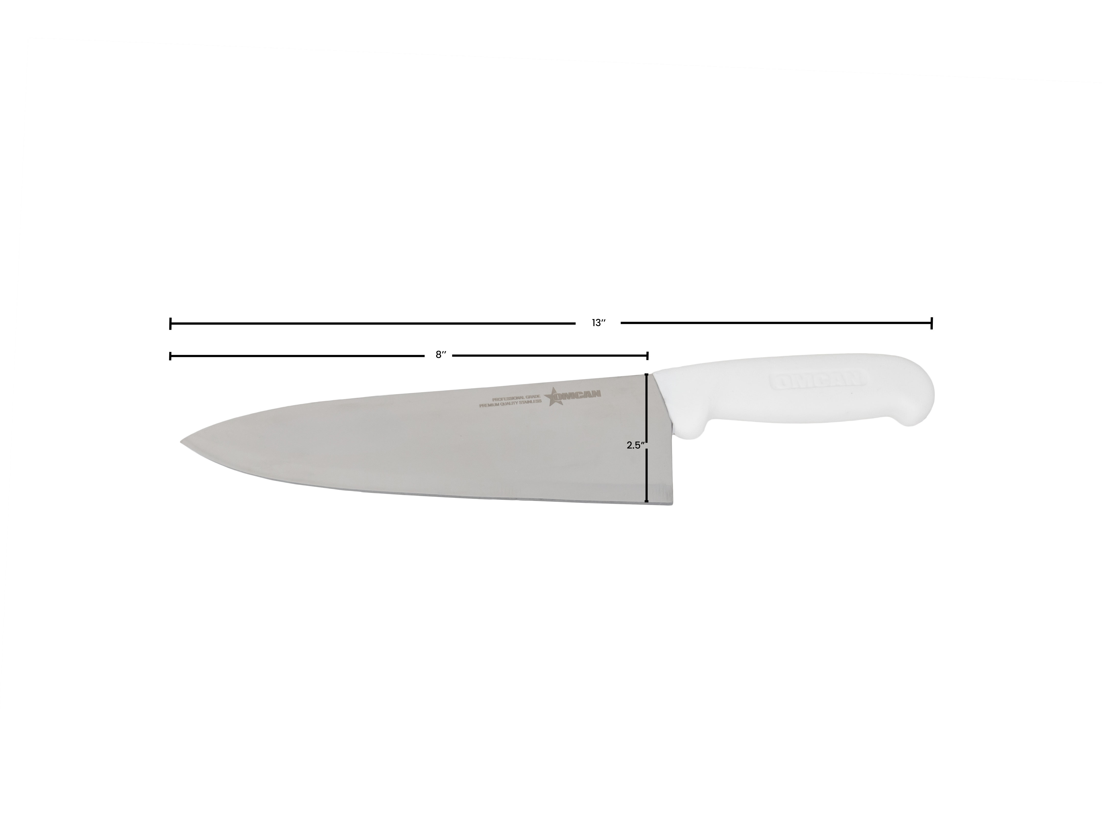 8" Medium Cook Knife with White Polypropylene Handle