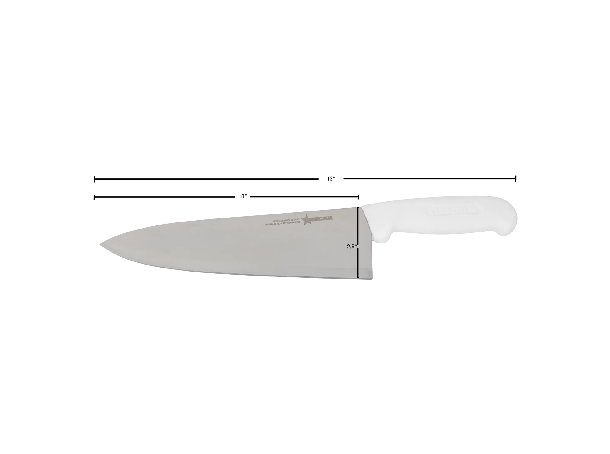 8" Medium Cook Knife with White Polypropylene Handle