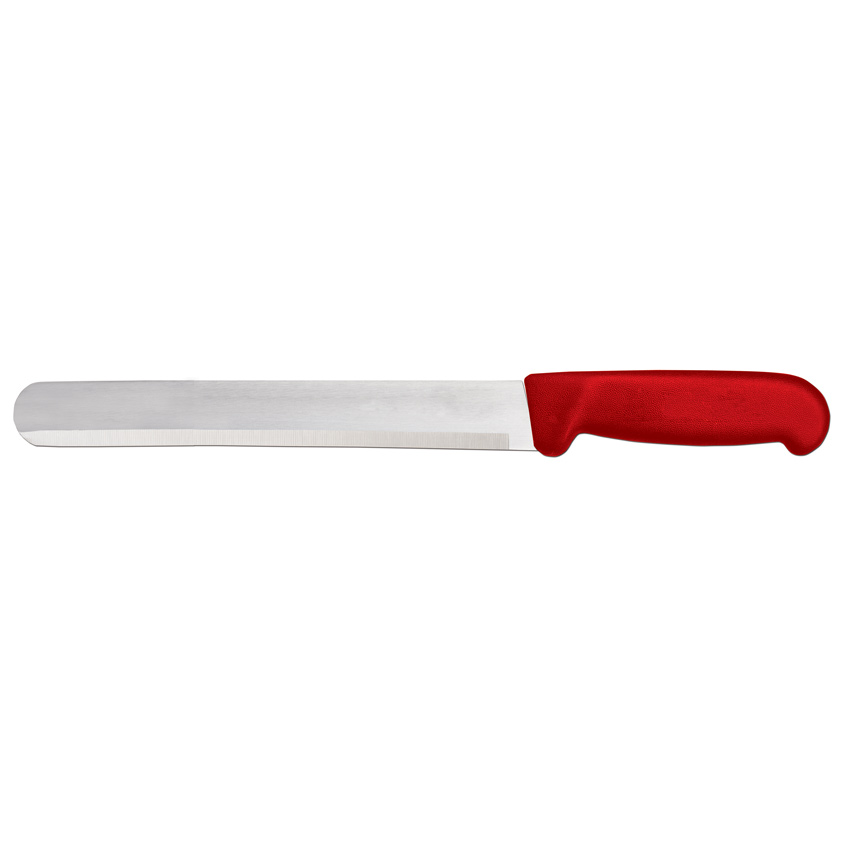 12" Slicer Straight Knife with Red Polypropylene Handle