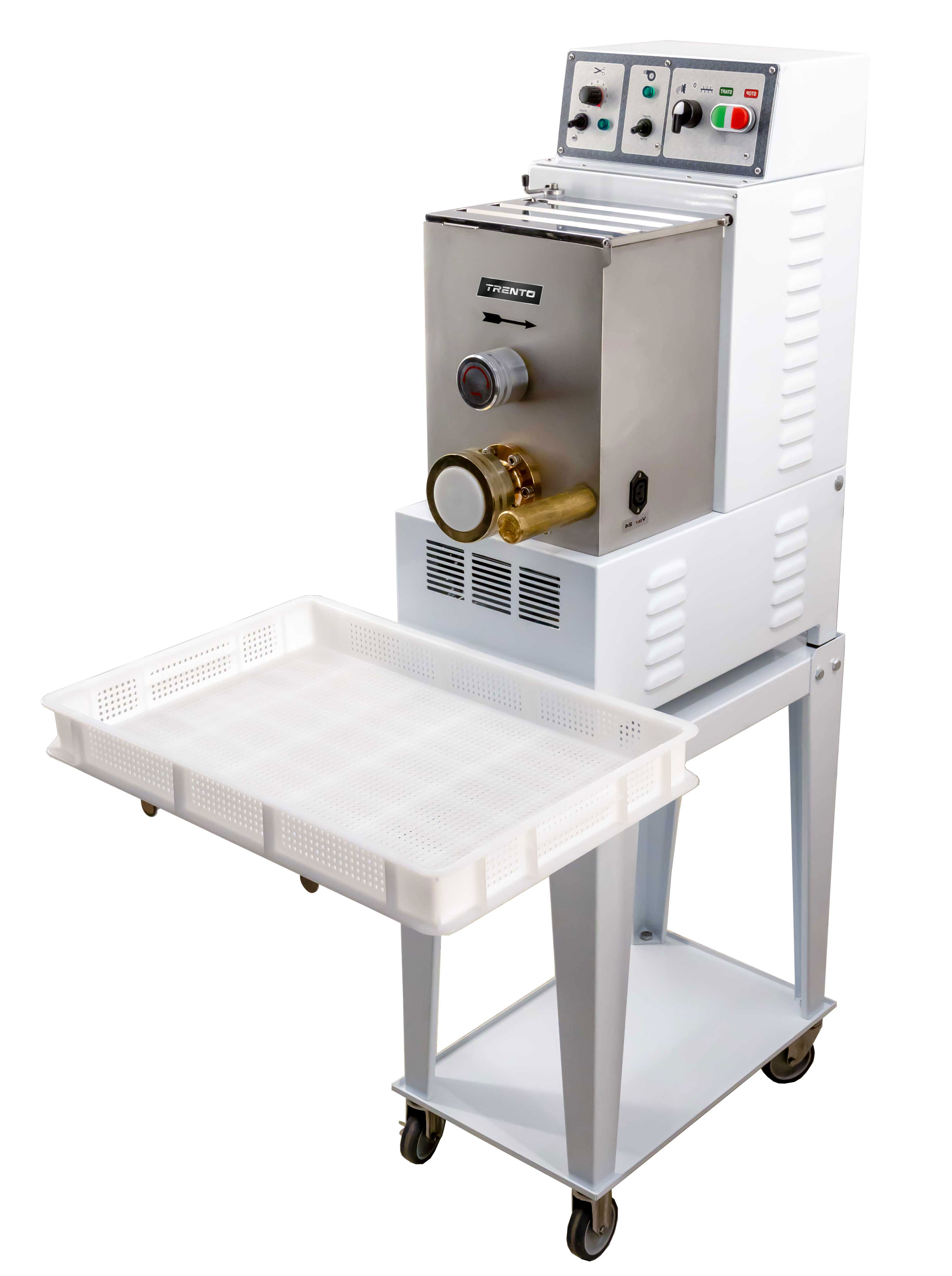 Trento TR75 26.5 lb/hr (12 kg/hr) Pasta Machine with Cooling System, Trolley and Cutting Assembly - 1 HP, 110 V