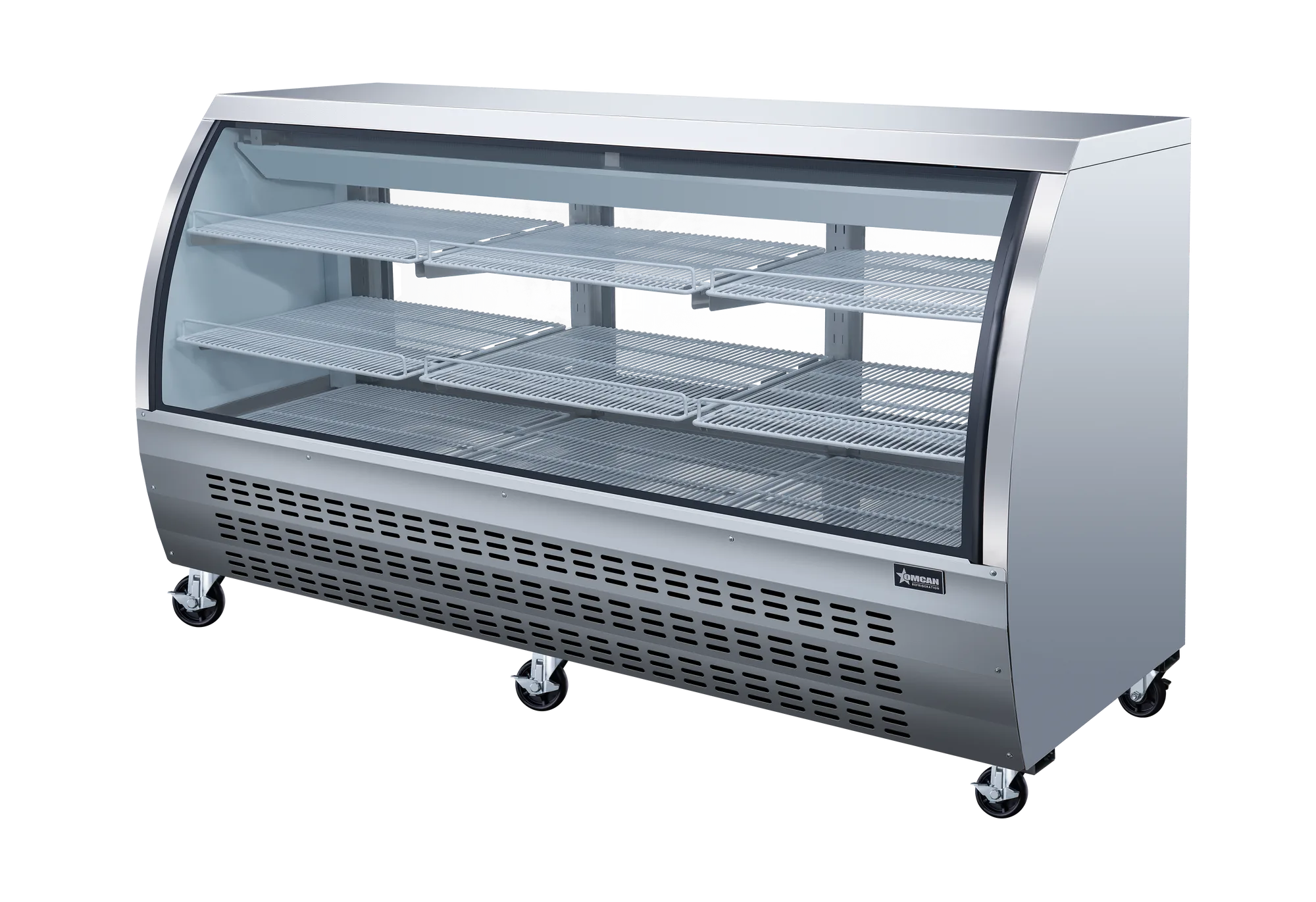 82″ Two (2) Shelf Floor Refrigerated Showcase, 32 cu.ft. (903 L), Stainless Steel