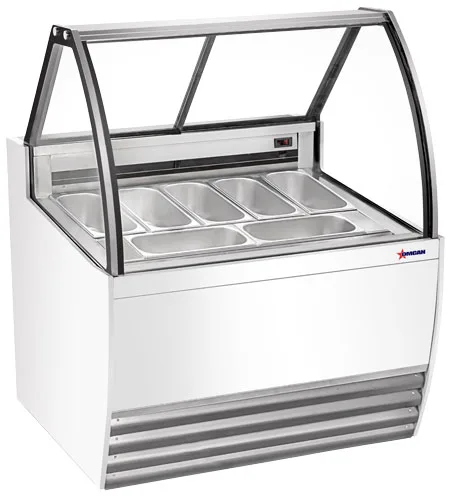41″ Seven (7) Pan Gelato Display Showcase with Flat Sneeze Guard (White Exterior)