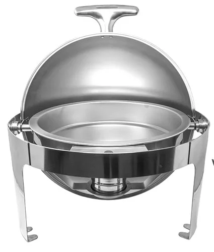 6 qt (5.6 L) Stainless Steel Round Chafing Dish with Roll Top Lid