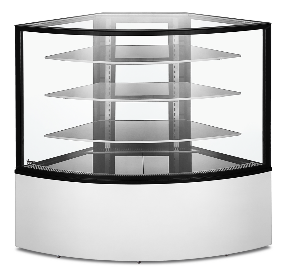 59″ Refrigerated Corner Floor Glass Display Case 16.8 cu.ft / 475 L Capacity