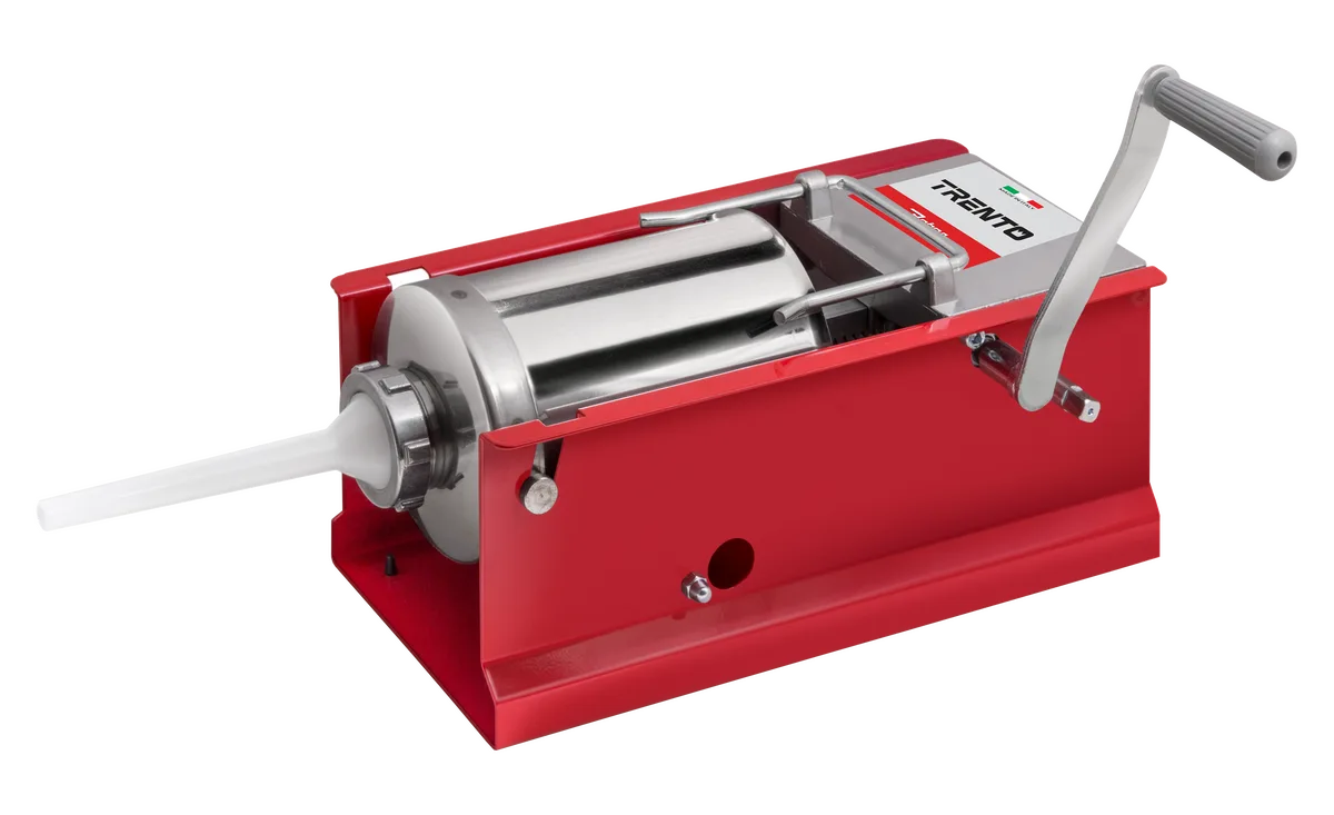 Trento Red Manual Sausage Stuffer with 7lb / 3kg Capacity – 2-Speed Horizontal Gear Drive