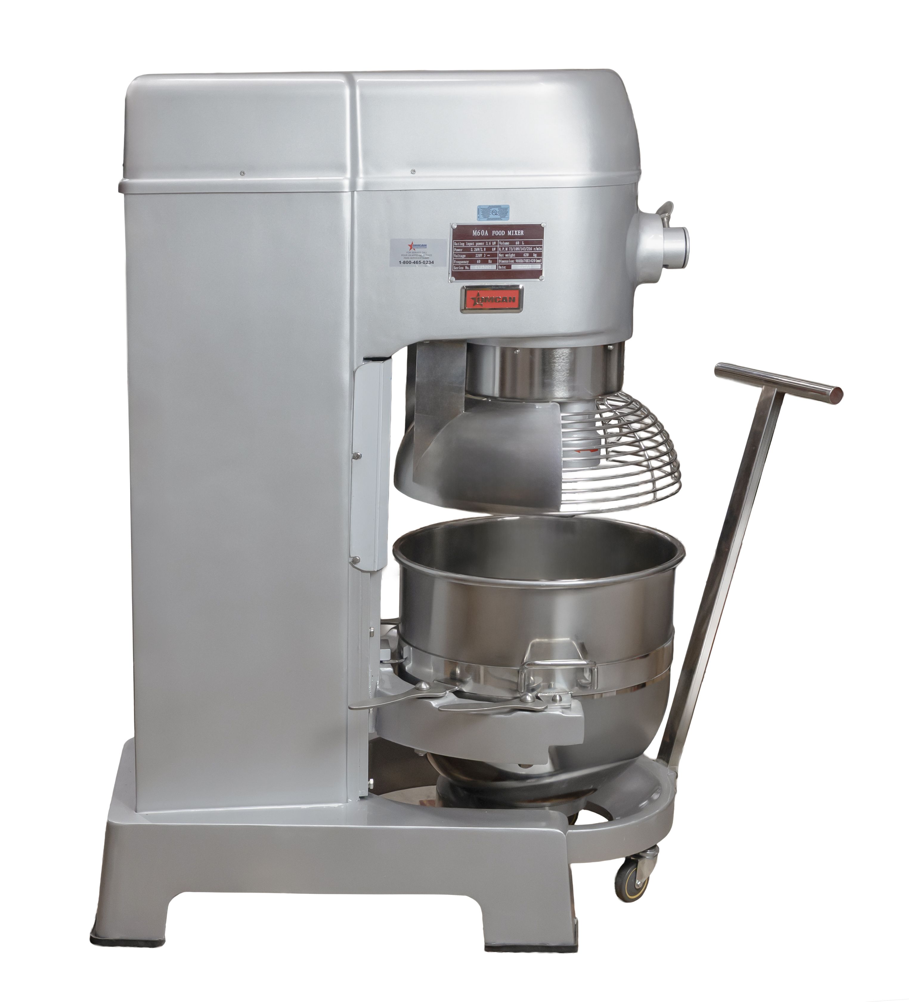60 qt Standard-Duty Planetary Mixer with Guard – 220V, 3 Ph, 2800W