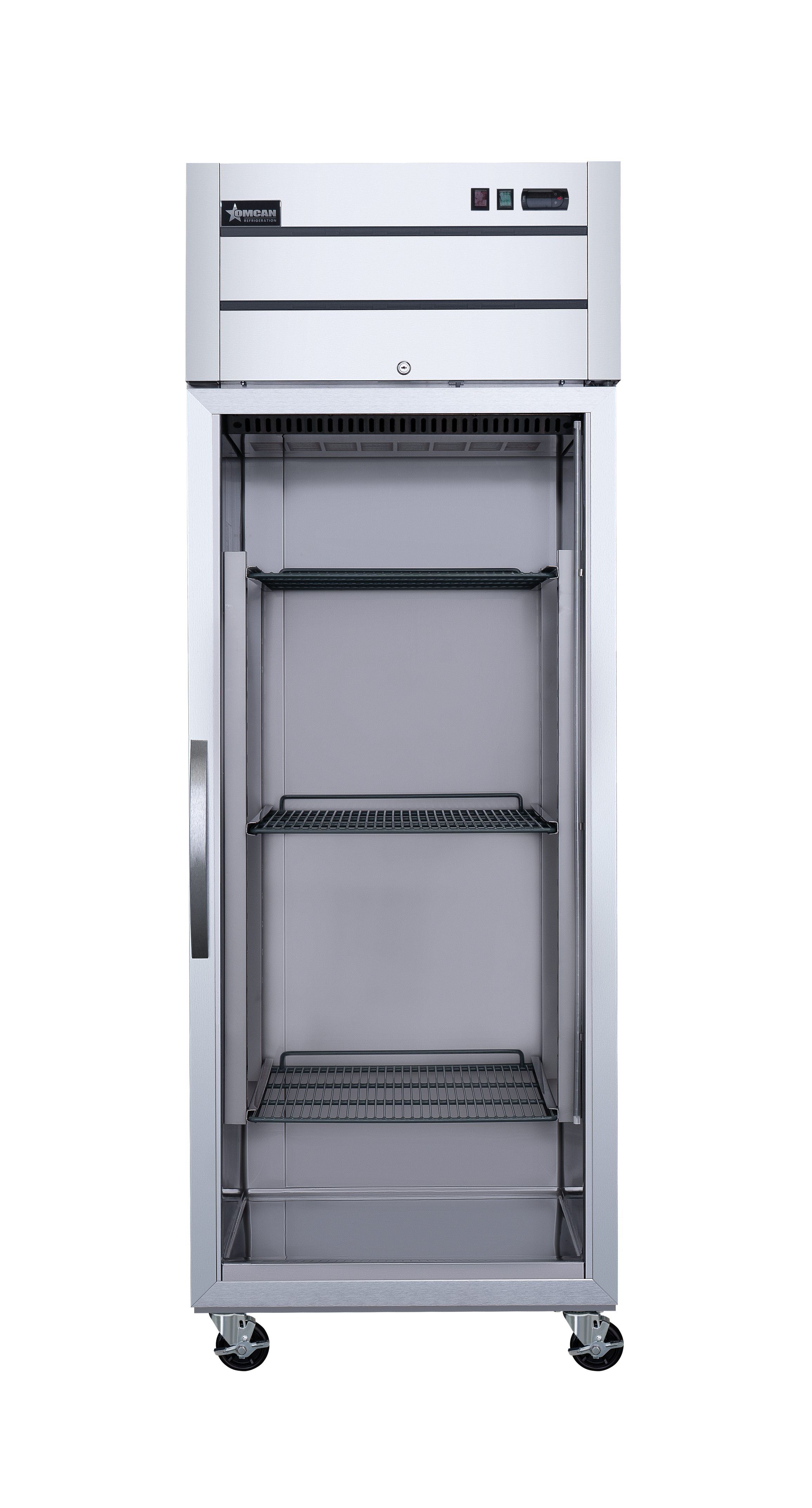 29″ One (1) Glass Door Top Mounted Reach-In Refrigerator, 21.5 cu.ft. (609 L), Stainless Steel