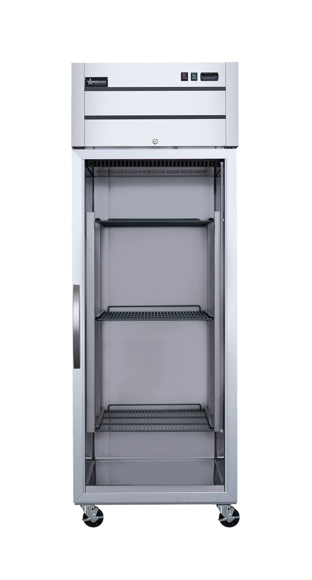 29″ One (1) Glass Door Top Mounted Reach-In Refrigerator, 21.5 cu.ft. (609 L), Stainless Steel