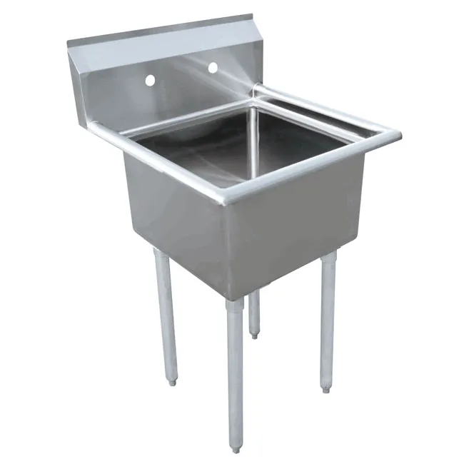 18″ x 21″ x 14″ 18-gauge stainless steel One Tub Sink with 1.8″ Corner Drain Without Drainboard