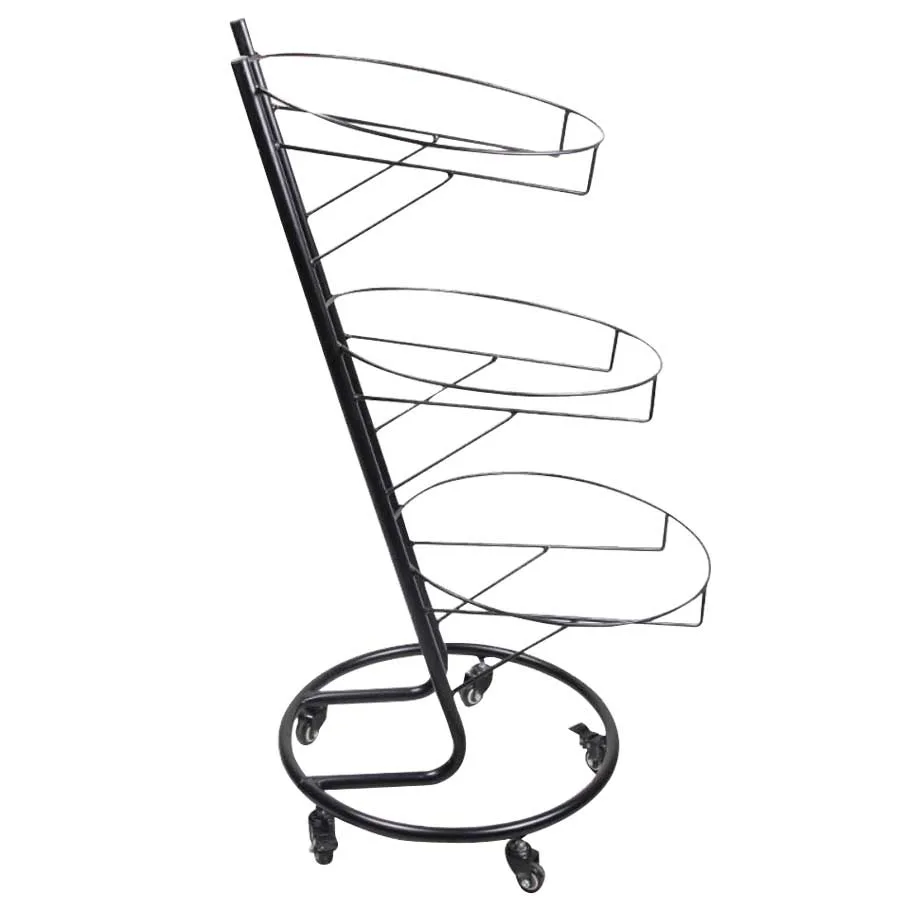 3-Tier Black Display Stand with 5 Wheels