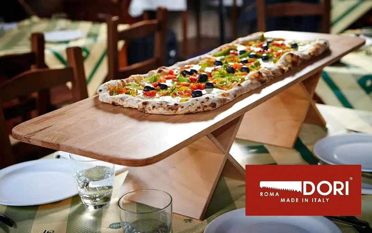 Linea Dori 31.5” x 12” Beech Wood Pizza Serving Board 0.5" Thick