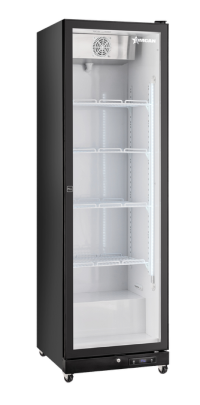 24” One (1) Glass Door Display Refrigerator with LED Light, 13.4 cu.ft. (380 L), Black