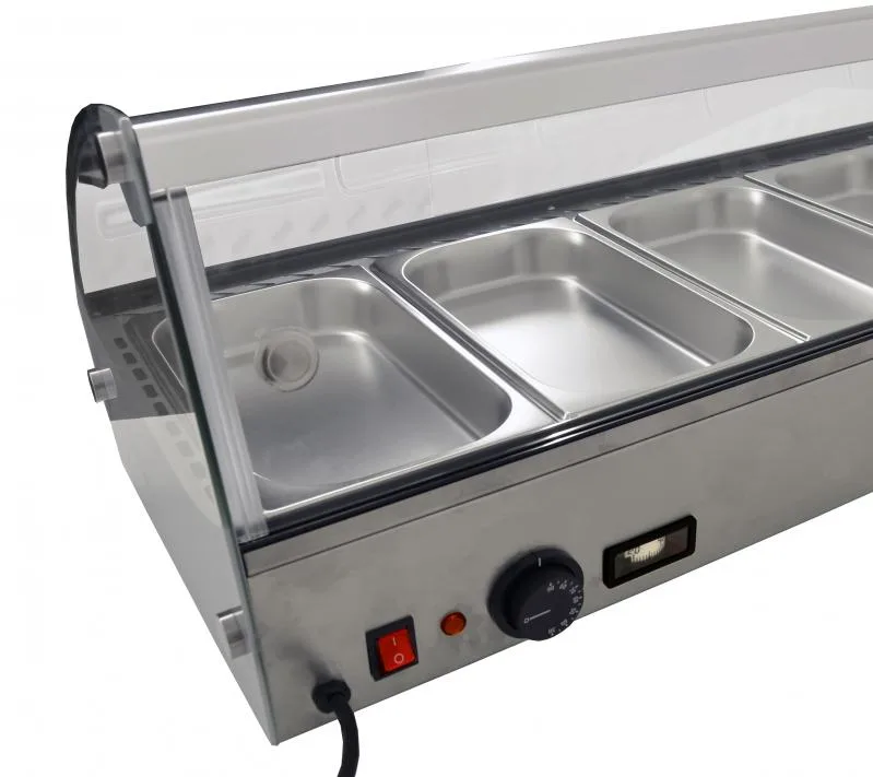 44" Countertop Display Warmer, 6 Pans, Curved Glass, Full-Service