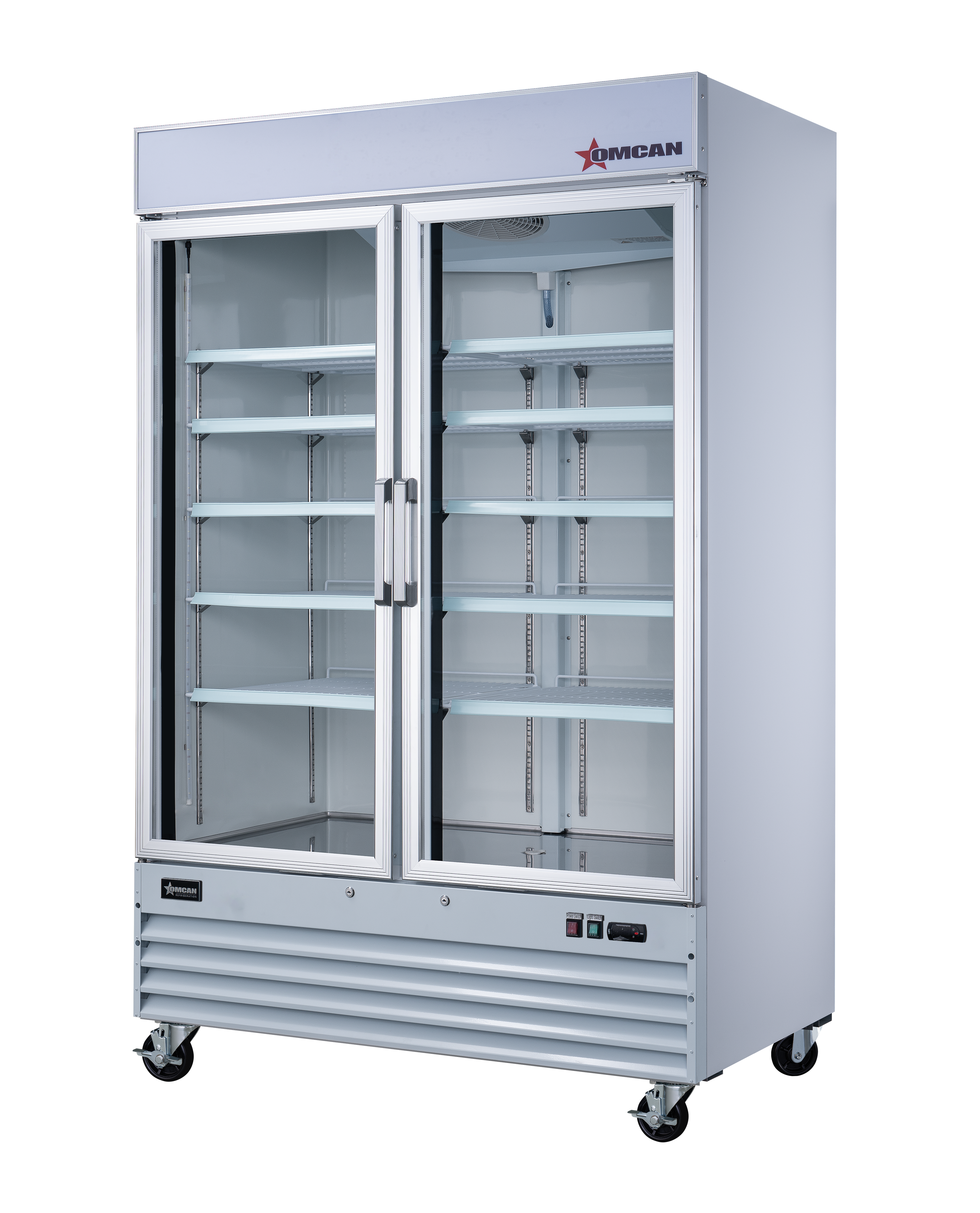 53” Two (2) Glass Door Display Refrigerator, 45 cu.ft. (1270 L), White