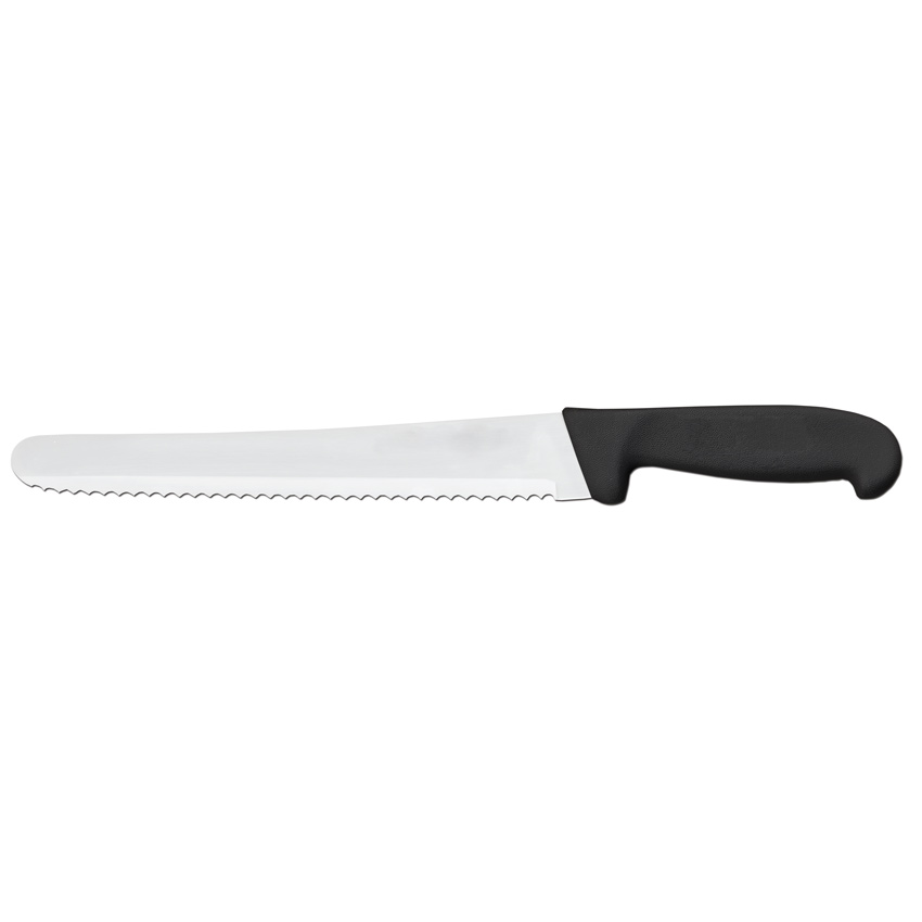 10" Slicer Curved Wave Edge Knife with Black Polypropylene Handle