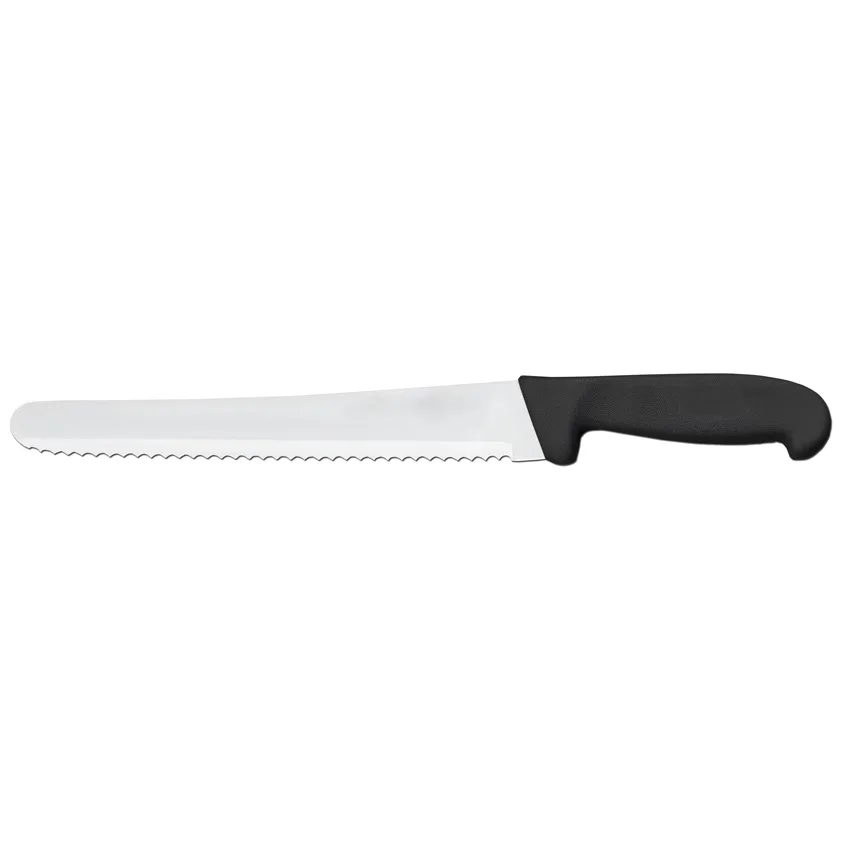 10" Slicer Curved Serrated Knife with Black Polypropylene Handle