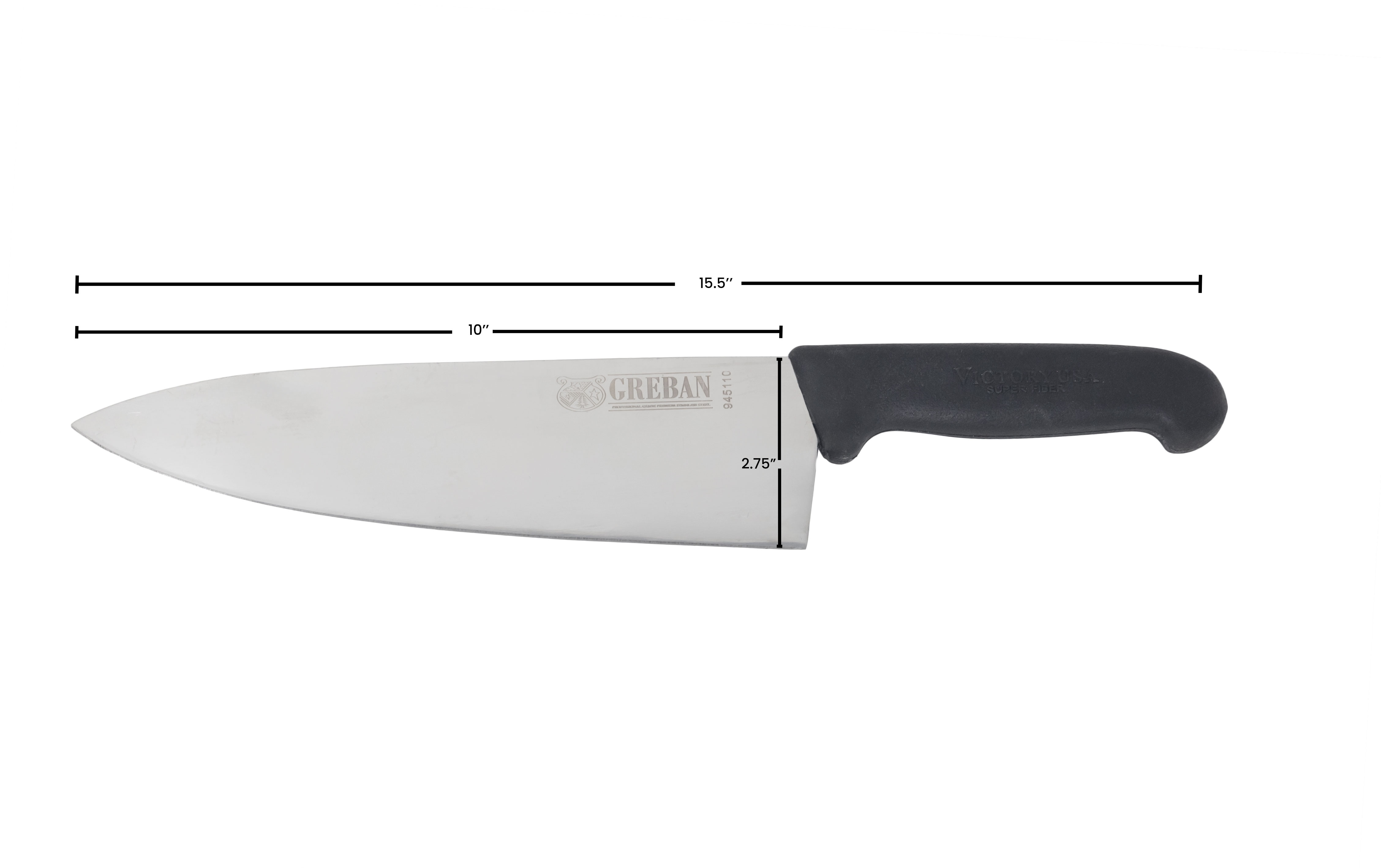 10" Medium Cook Knife with Black Super Fiber Handle
