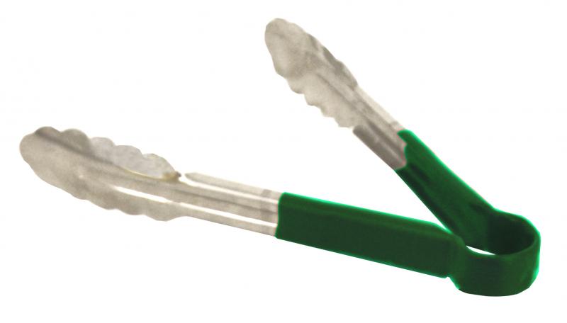 9" Heavy-Duty Utility Tongs with Green Plastic Handle