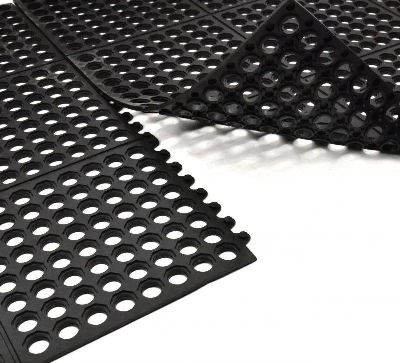 Black Anti-Fatigue Mat with Interlocking Edges
