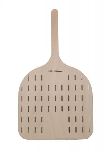 Linea Dori 20" Beech Wood Perforated Pizza Peel with Short Handle, 35.5” Total Length
