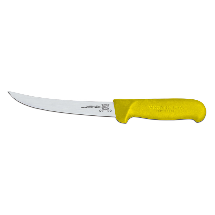 6" Curved Blade Boning Knife with Yellow Super Fiber Handle