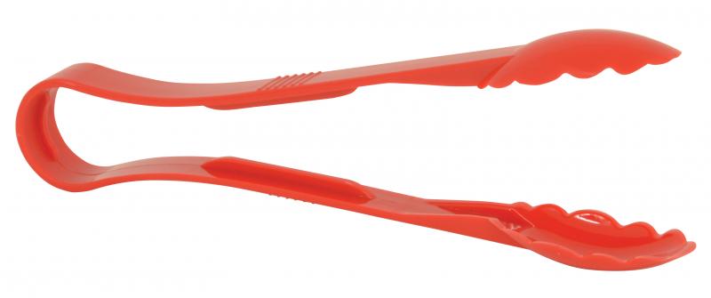 12" Polycarbonate Red Scallop Tongs