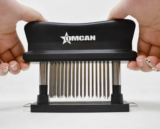 Stainless Steel Manual Meat Tenderizer with 48 Needles (Black)