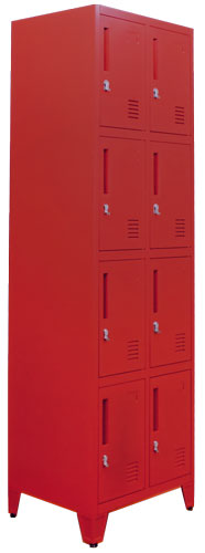 4 Tier, 2 Bank Steel Locker – Red