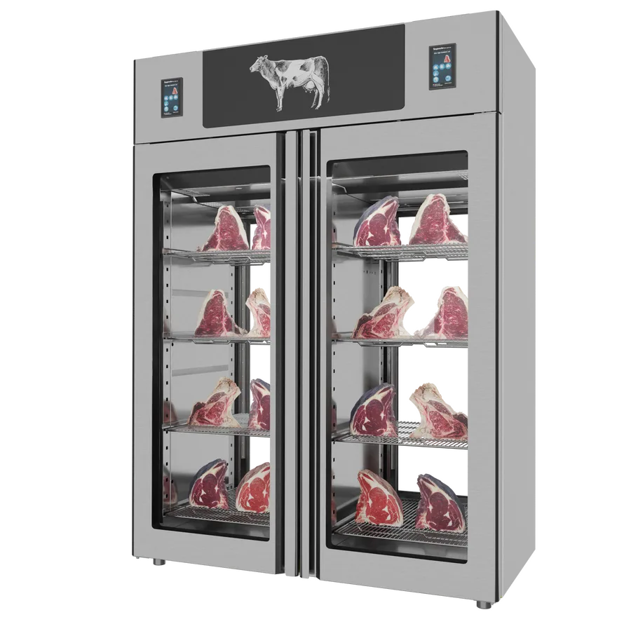 Stagionello® Dry Age 3.0 TWIN 1400 Liter, 150 Kg + 150 Kg Dry Aging Cabinet with Humidity Management, 2-Glass View – 220-240V, 1Ph, 548W