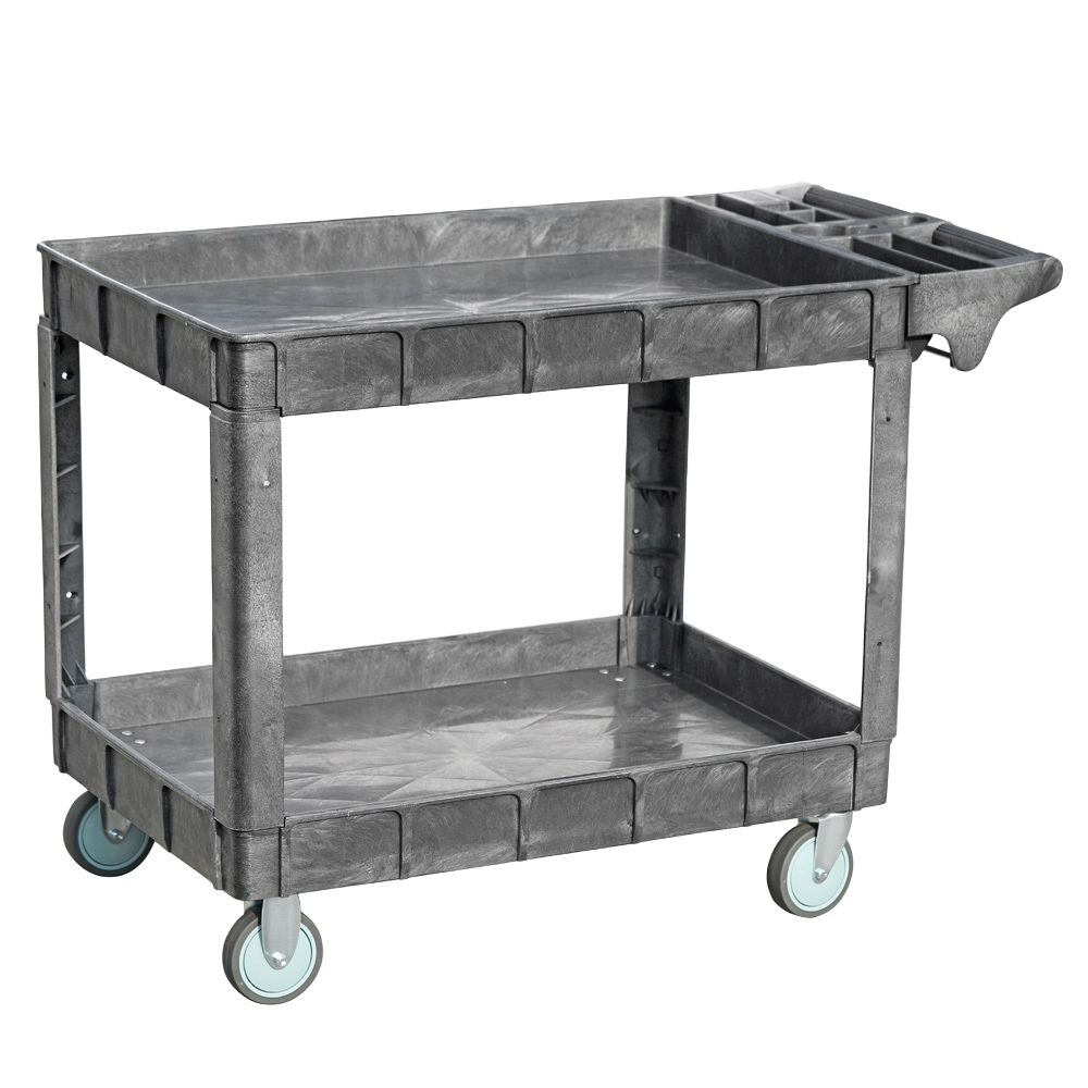 Heavy-Duty Gray Utility Cart with Extended Handle 47" x 25.6" x 33.5"
