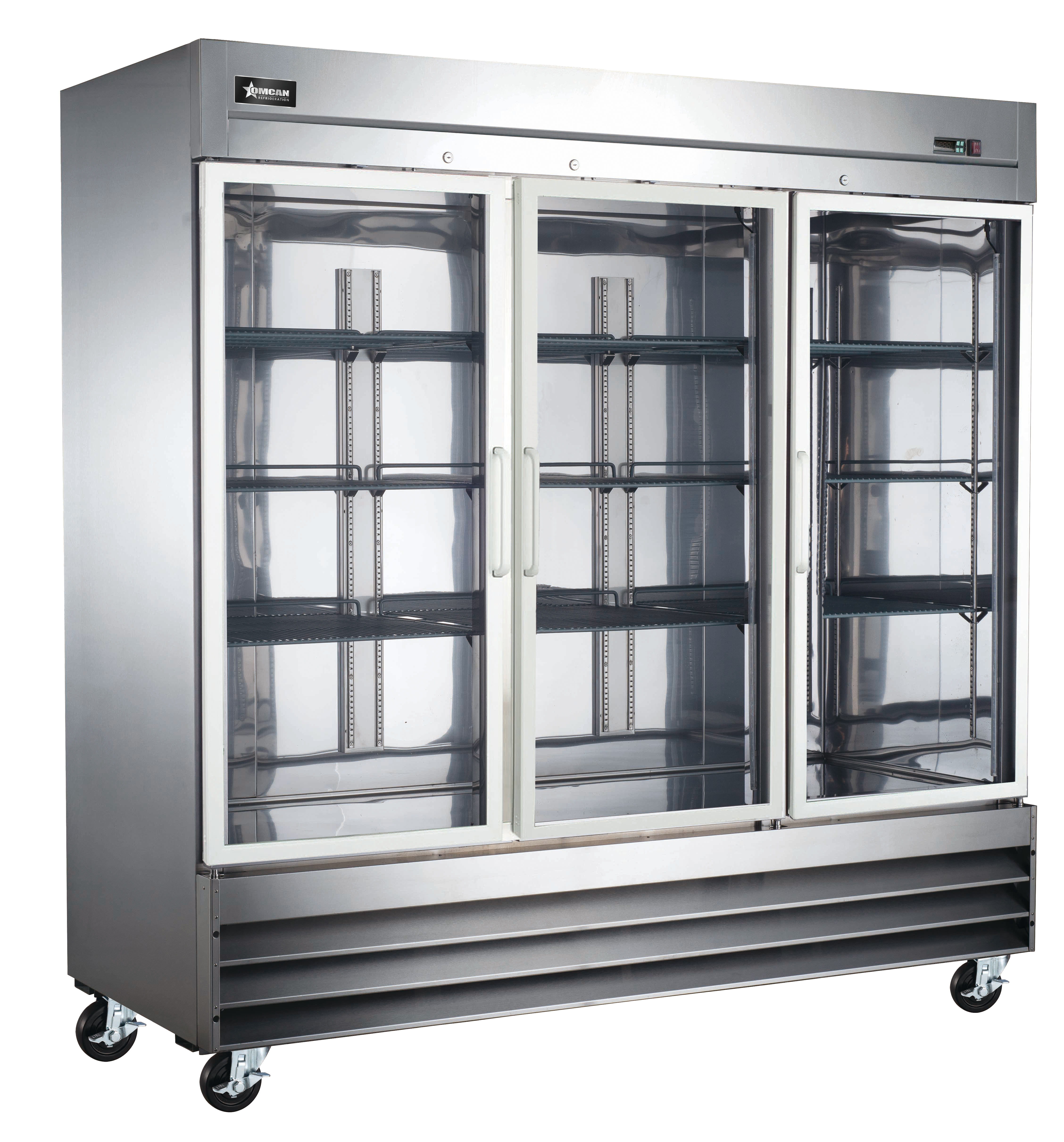 81″ Stainless Steel Glass Door Reach-In Refrigerator, 72 cu.ft. (2,024 L) – 115 V, 3/4 HP