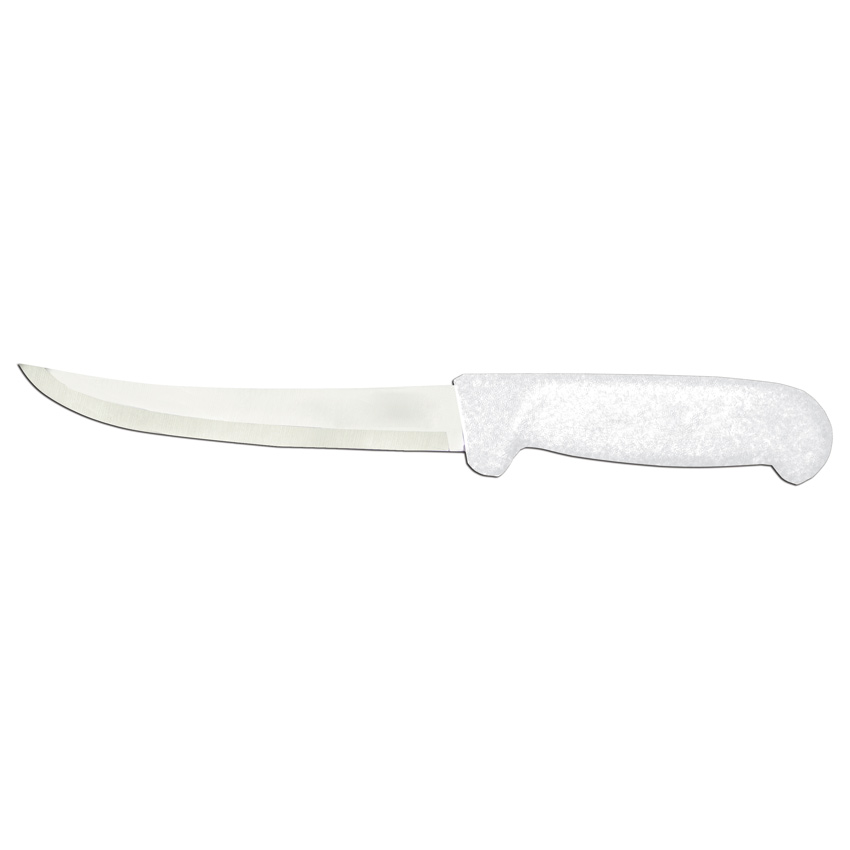 6" Curved Blade Boning Knife with White Polypropylene Handle