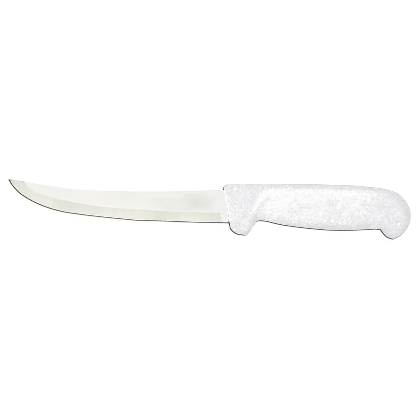 6" Curved Blade Boning Knife with White Polypropylene Handle