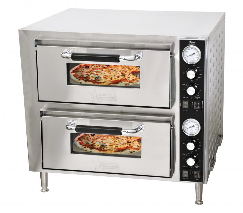 27" Countertop Double Chamber Electric Pizza Oven with Ceramic Deck- 240V, 1 Ph, 3.2 kW