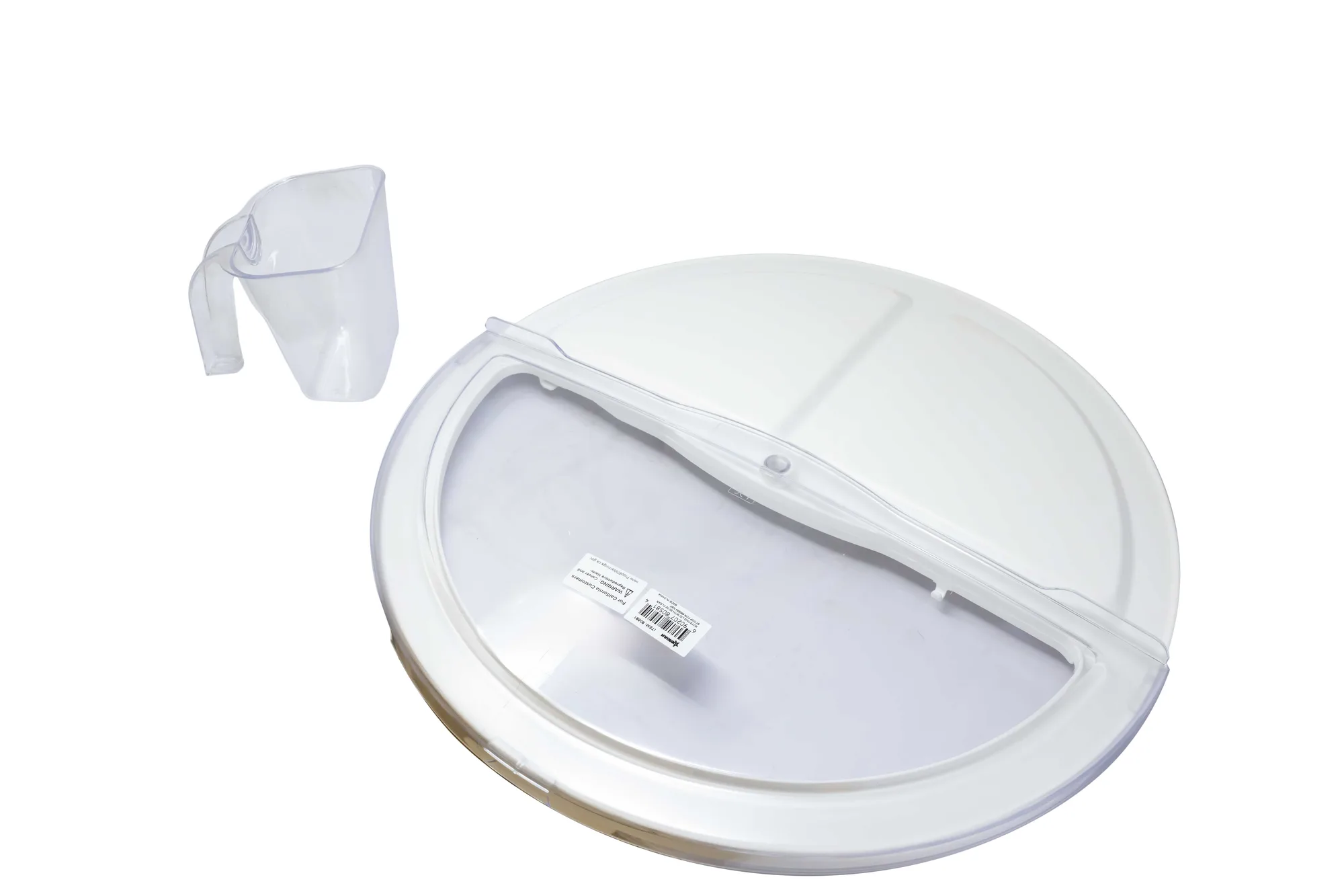 Polycarbonate + Polypropylene Rotating Lid with 20 oz Clear Scoop for 32-gallon Round Ingredient Bin