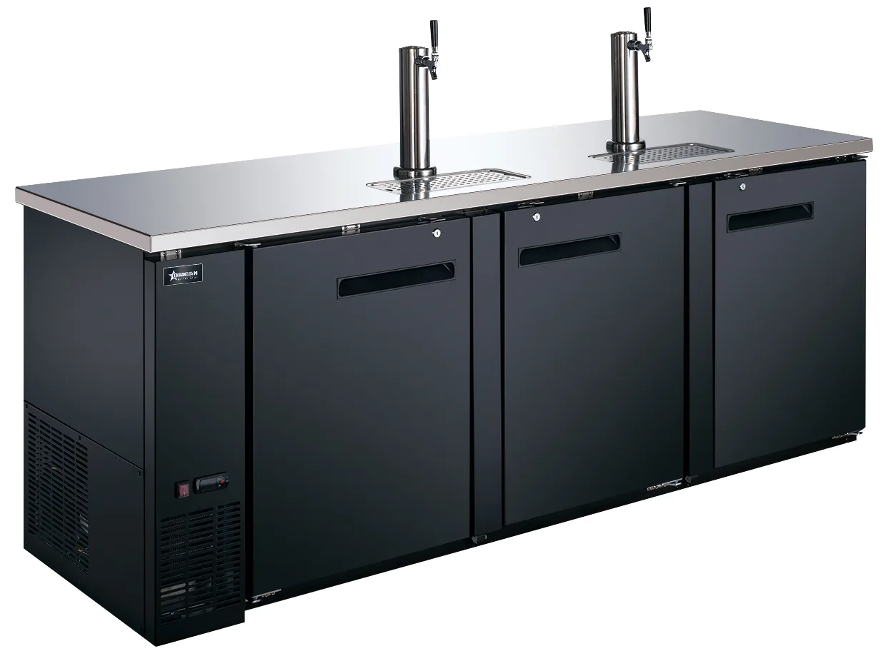 90″ Three (3) Door Kegerator / Beer Dispenser with 2 Taps, 32 cu.ft. (916 L)