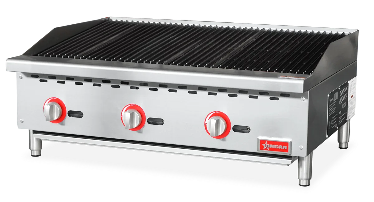 36″ Radiant Gas Charbroiler, 3 burners, 105000 BTU