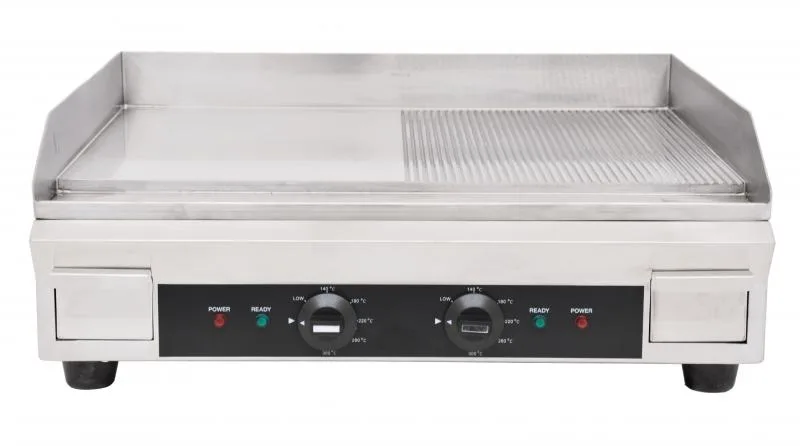 Stainless Steel Griddle with Half-Smooth and Half-Ribbed Surface and 23.87″x 16″ Cooking Area