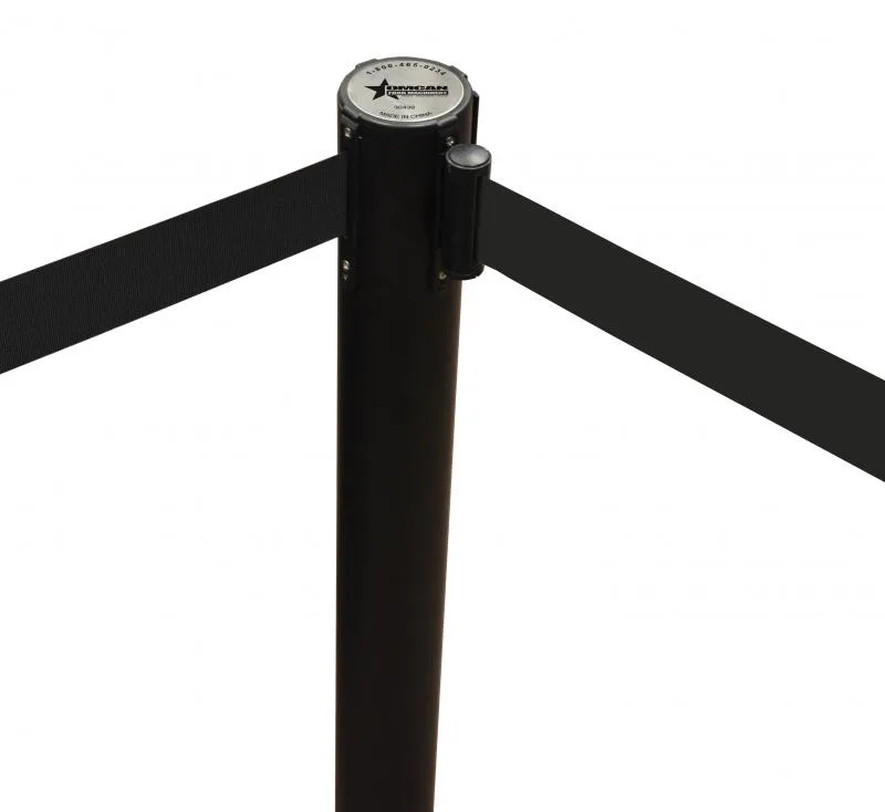 Black-Painted Steel Stanchions with Black Retractable Belt