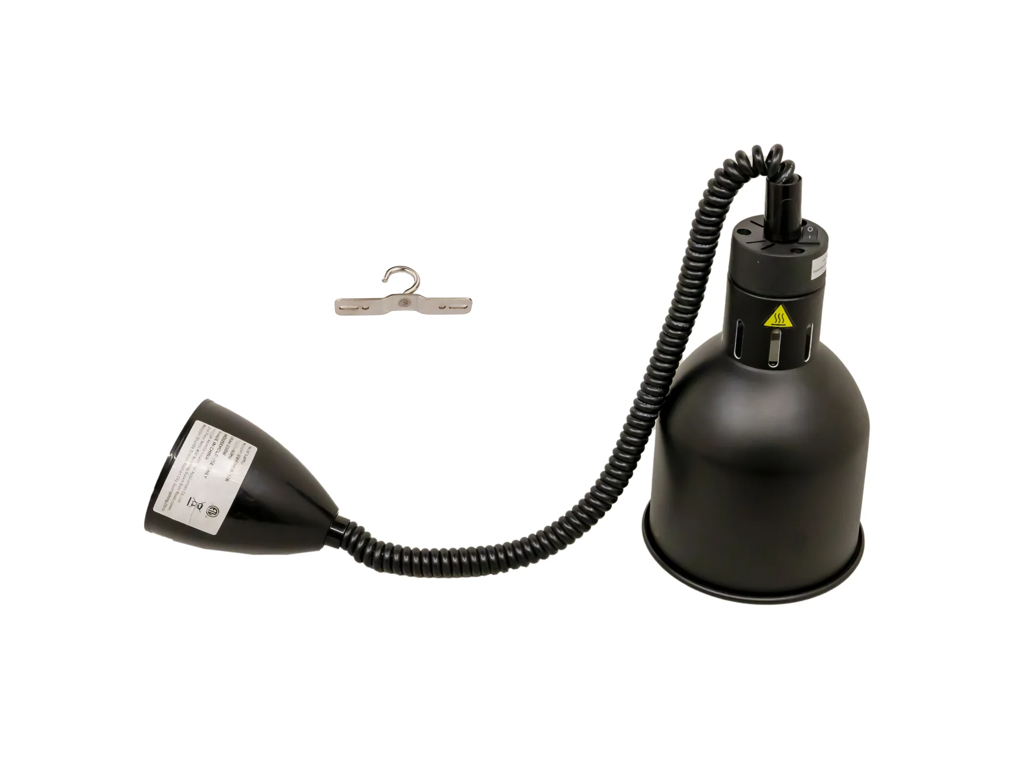 Heat Lamp – Ceiling Mount – 30″-80″ Retractable Cord with Black Dome Shade