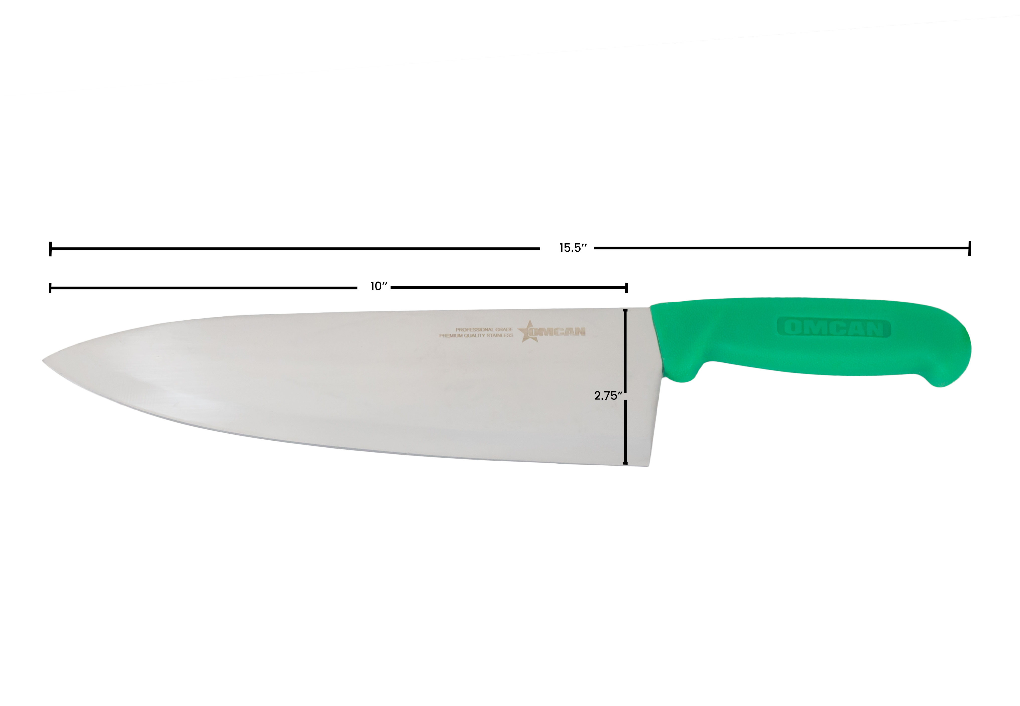 10" Medium Cook Knife with Green Polypropylene Handle