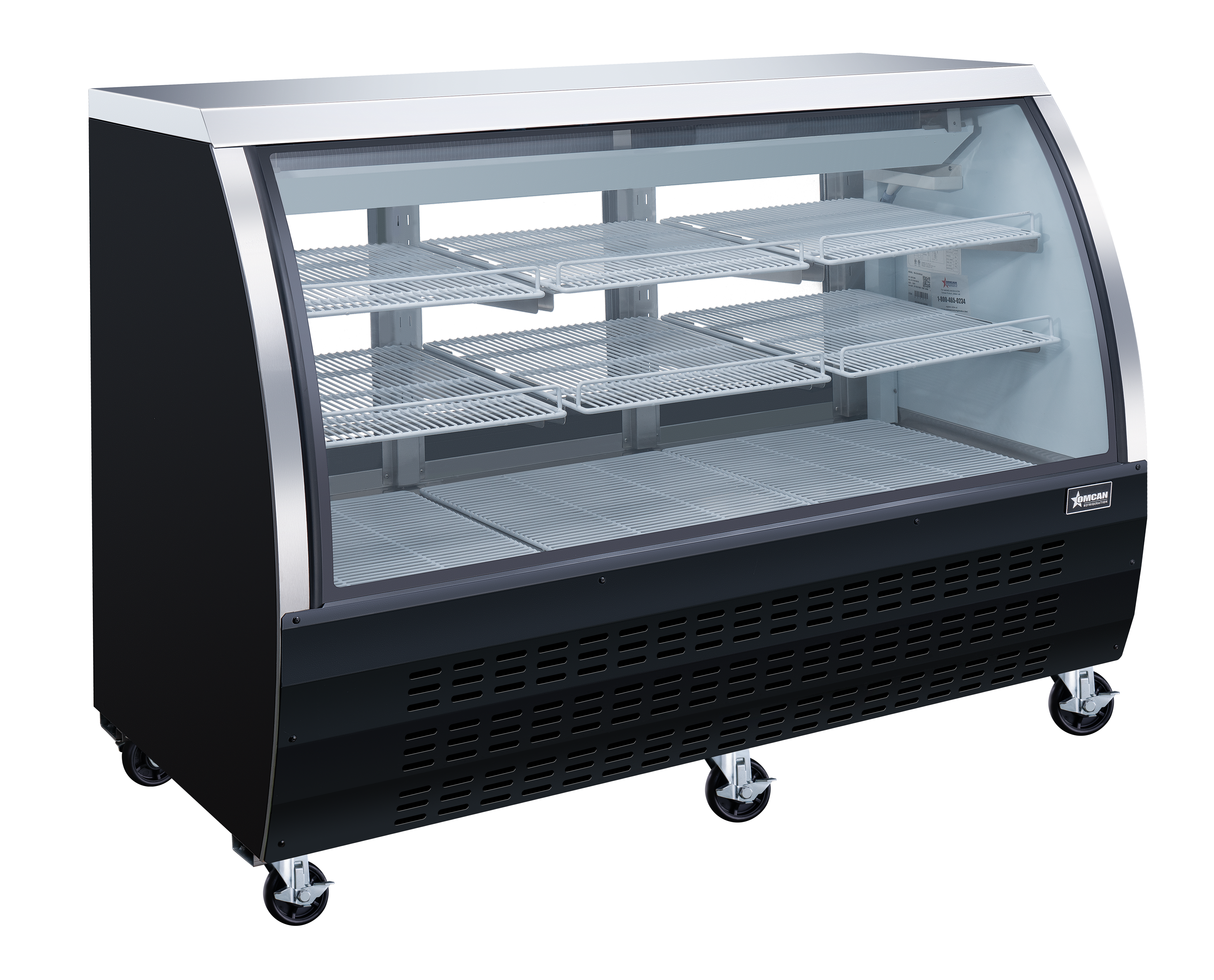 64″ Two (2) Shelf Floor Refrigerated Showcase, 22 cu.ft. (620 L), Black