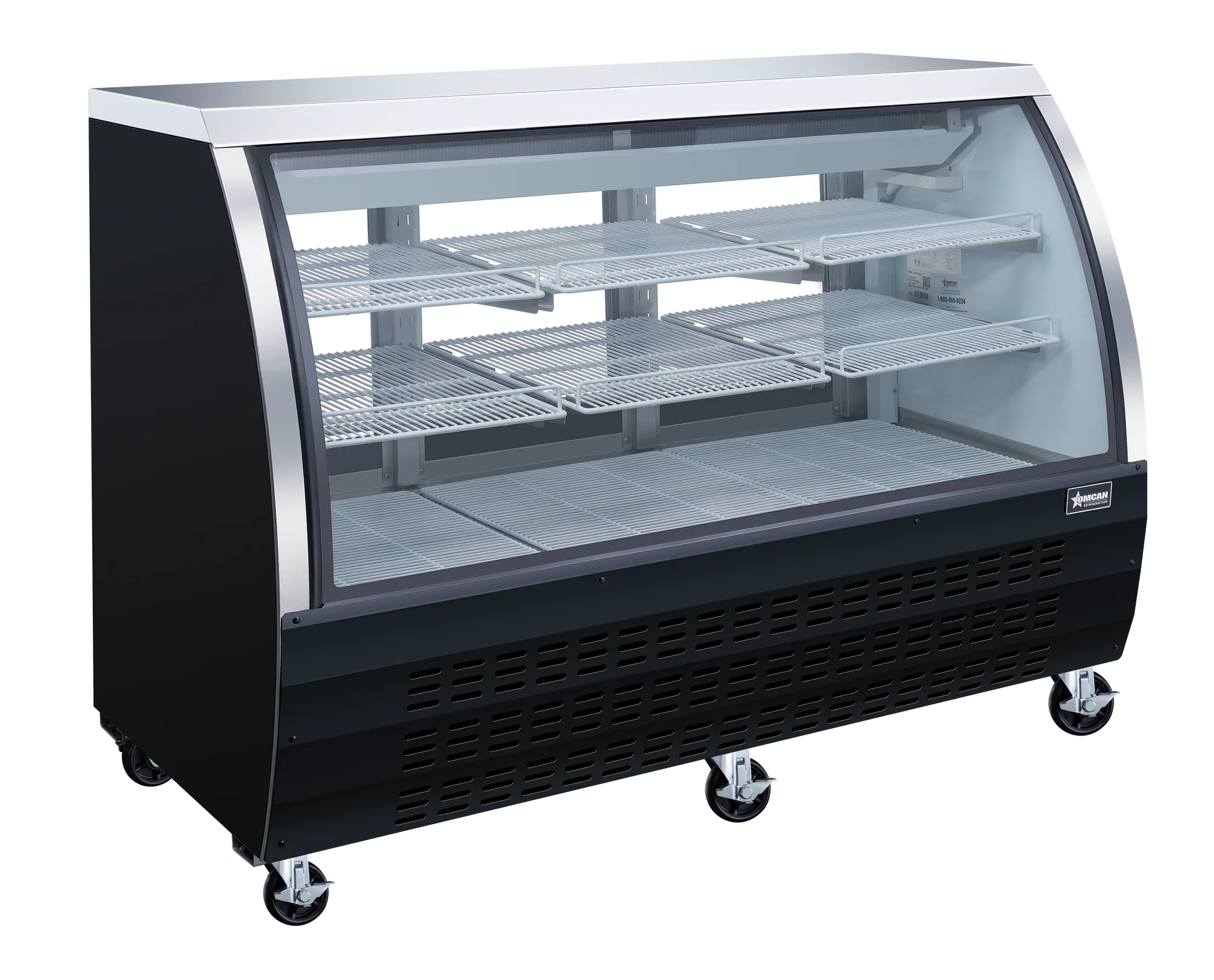 64″ Two (2) Shelf Floor Refrigerated Showcase, 22 cu.ft. (620 L), Black